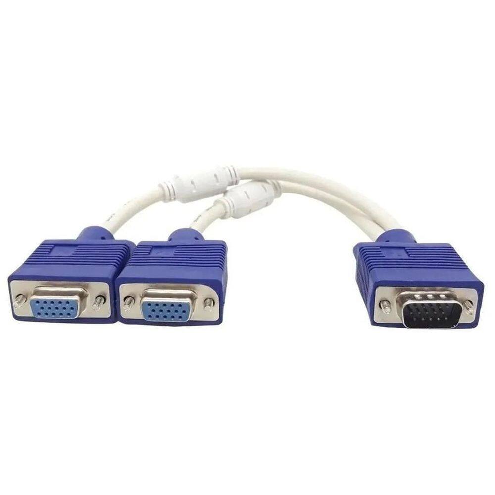Vga Cabo Y 1 Macho X 2 Fêmea Adaptador Blindado Com Filtro