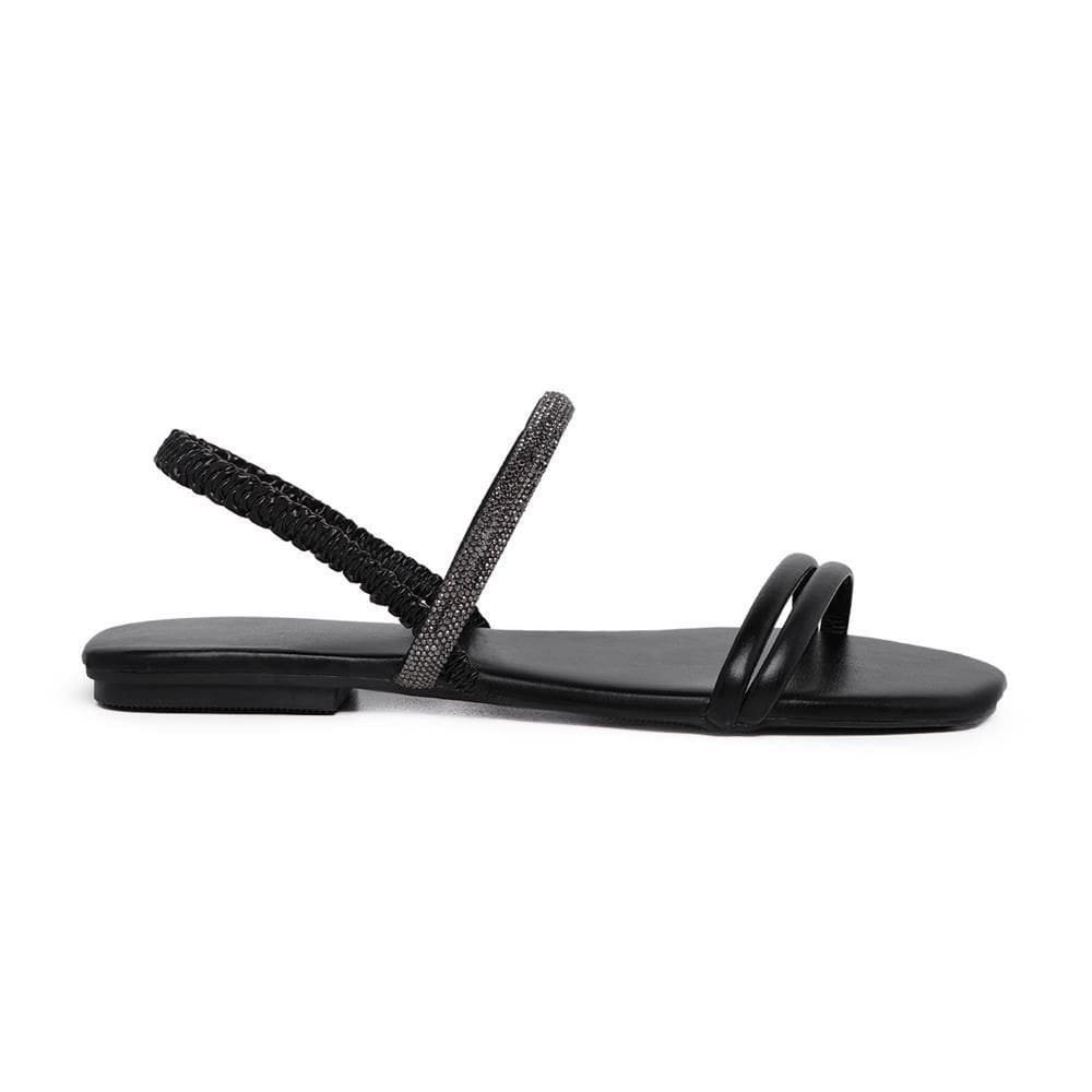 Rasteirinha Feminina Casual Elástico Strass Conforto Moderna