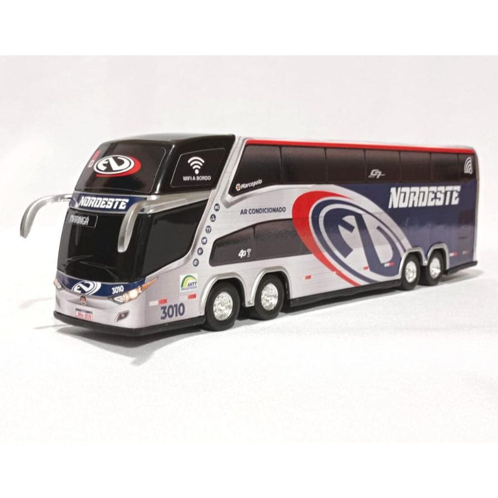 Brinquedo Miniatura Ônibus Nordeste Antigo Prata 30Cm