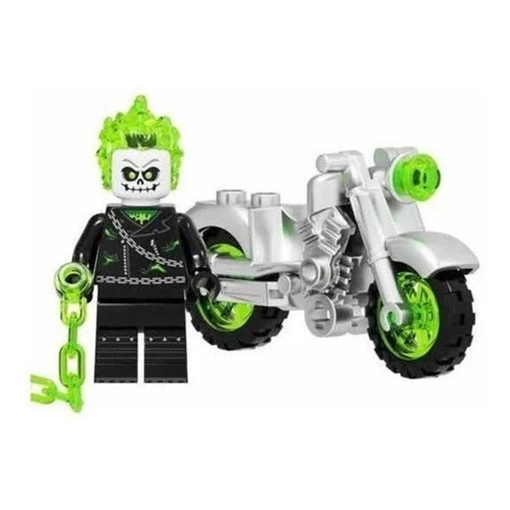 Boneco Blocos De Montar Moto Motoqueiro Fantasma Air Chain