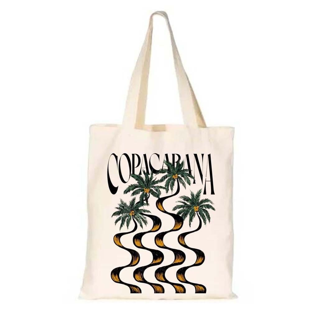 Bolsa de Praia Estampa Copacabana Rio de Janeiro Sacola Ecobag Algodao Cru de Ombro Espaçosa