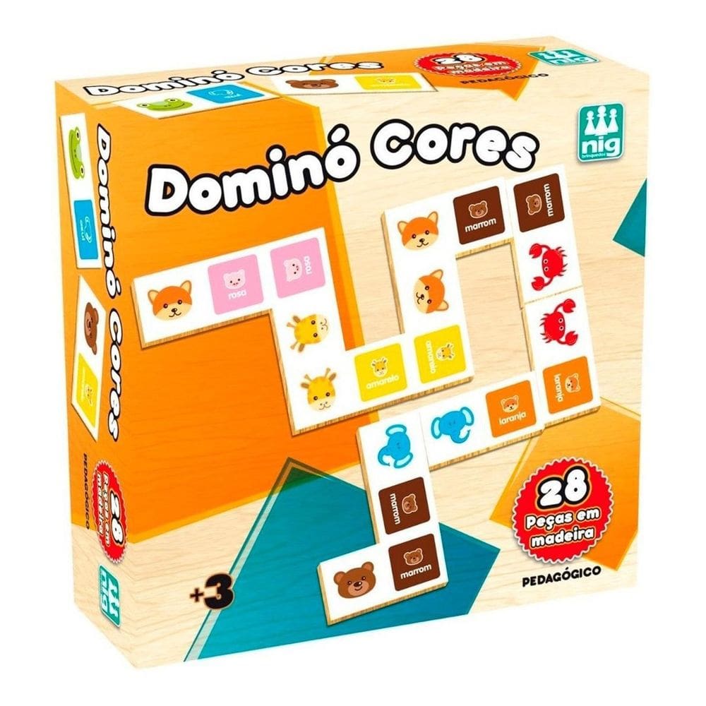 Dominó Cores Infantil 28 Peças Colorido - Nig