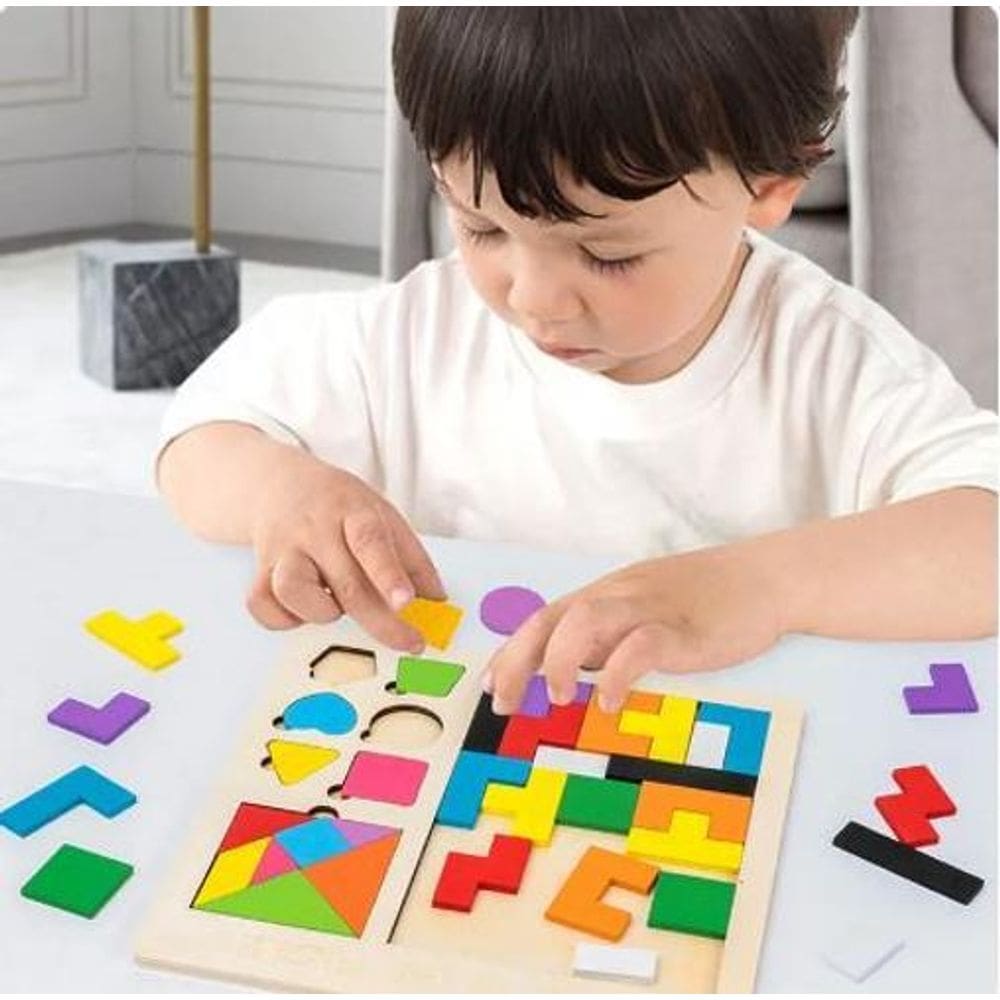 Brinquedo Divertido Montar Tetris Tangram 3 Em 1 Vertical