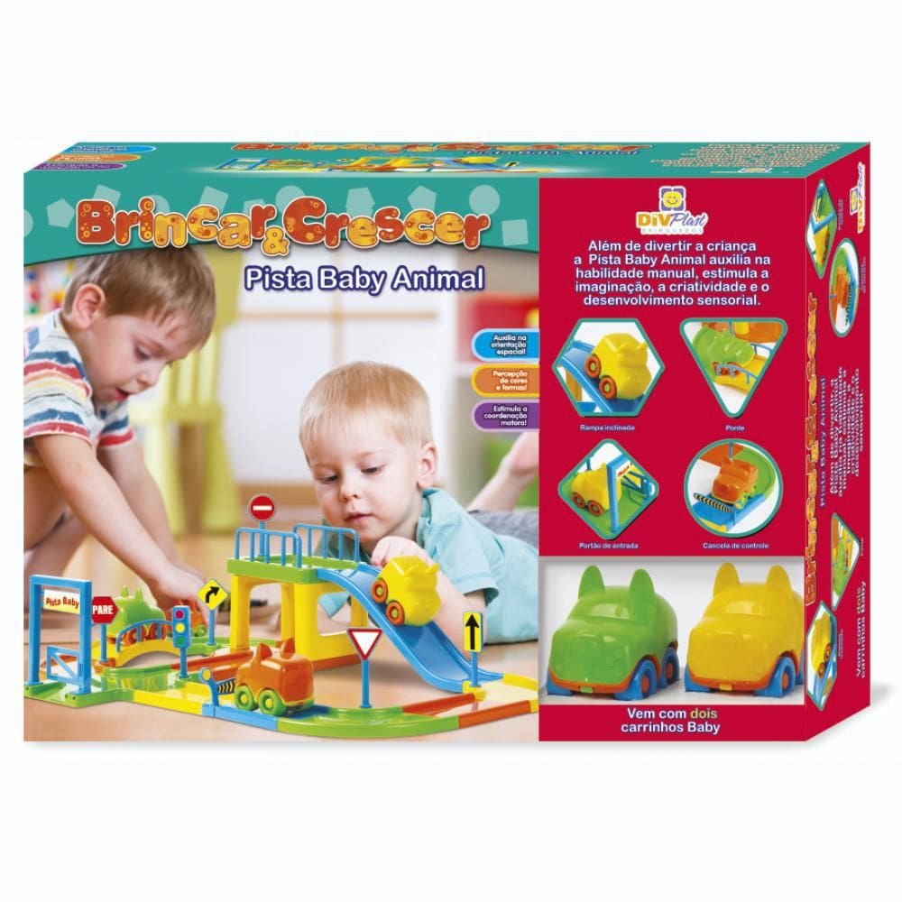 Pista Baby Com Carro Roda Livre Colors 30 Peças Plástico