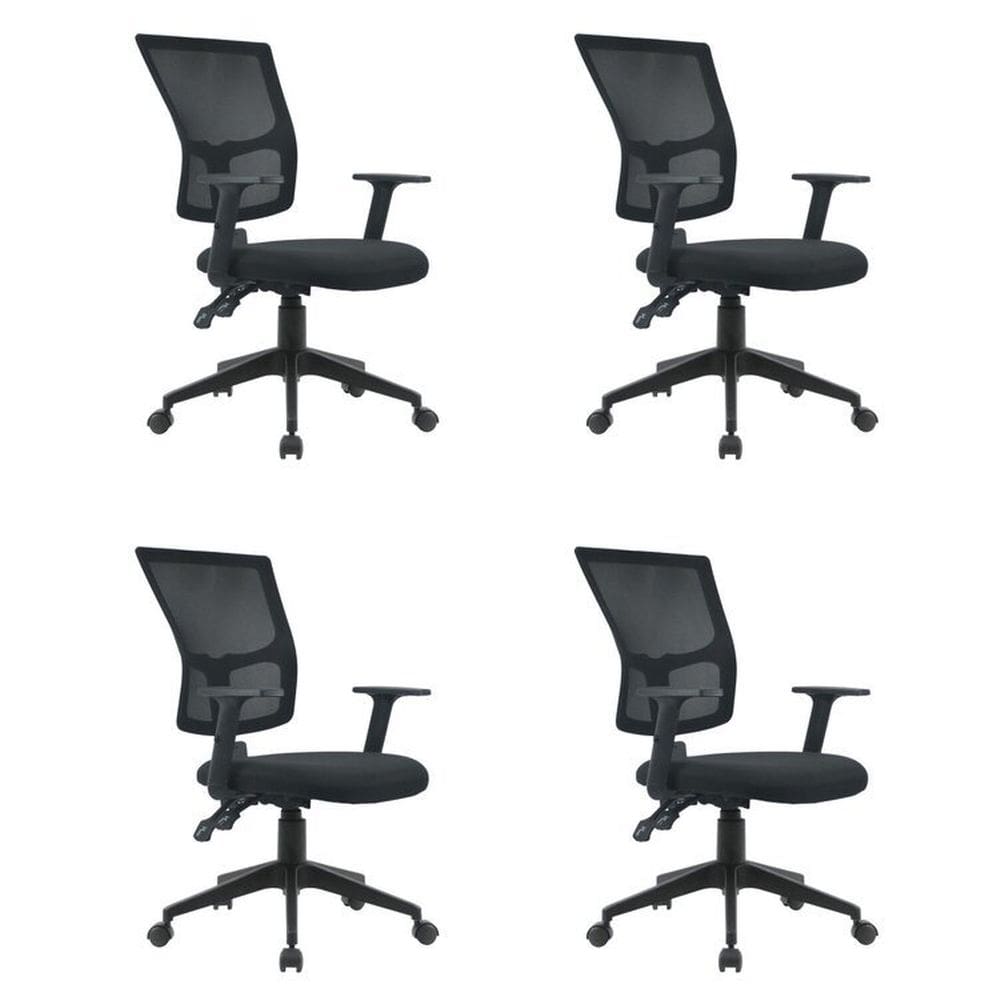 Kit 4 Cadeiras Para Escritório Diretor Com Nr17 Londres Preto