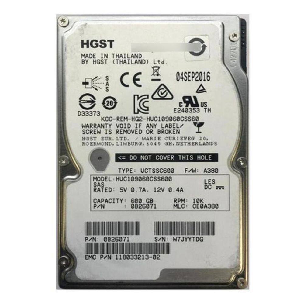 Hd Sas 2.5 Hgst Ultrastar C10K900 Huc109060Css600 600Gb 10K