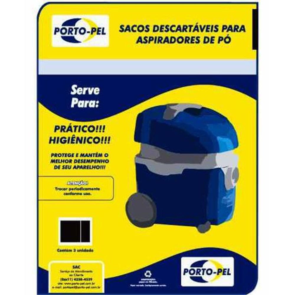 Kit 03 Saco Para Aspirador De Pó Electrolux Flex Portopel
