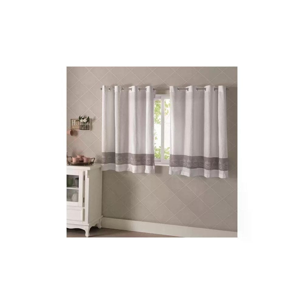 Cortina para Cozinha Bella Janela 260x120 cm Jacquard Coffee