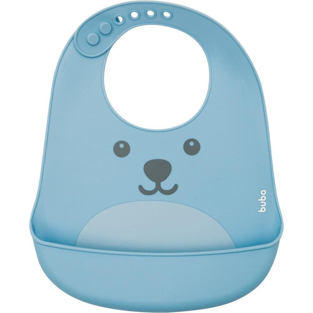 Babador De Silicone Com Pega Migalhas Gumy - Azul Buba