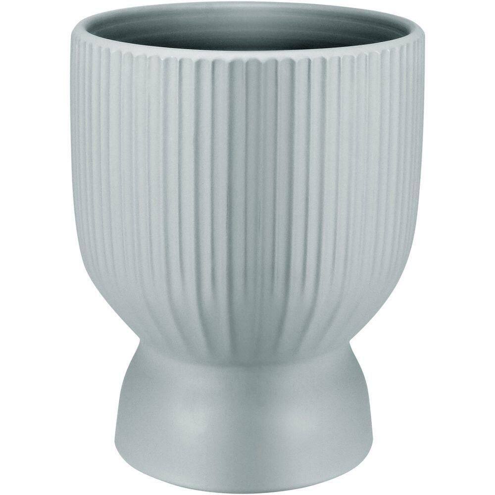 Cachepô Vaso Decorativo Planta Redondo Home&co Cerâmica 18x14x14cm Cinza