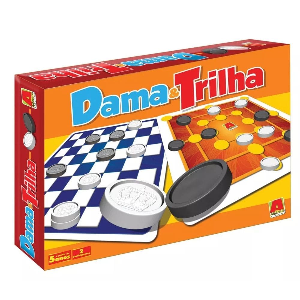 Dama, Trilha Algazarra - 24 Peças - Tabuleiro Dupla Face