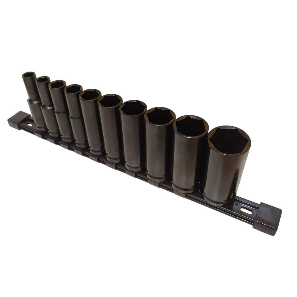 Jogo De Soquetes De Impacto Longo 1/2 10 Peças 10 A 27Mm