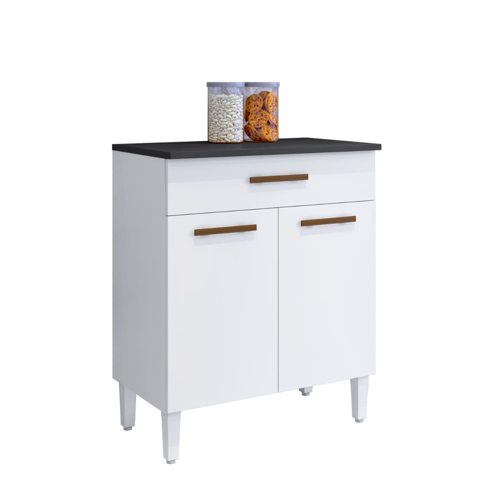 Balcão 2 Portas 1 Gaveta Ômega Arte Móveis Branco