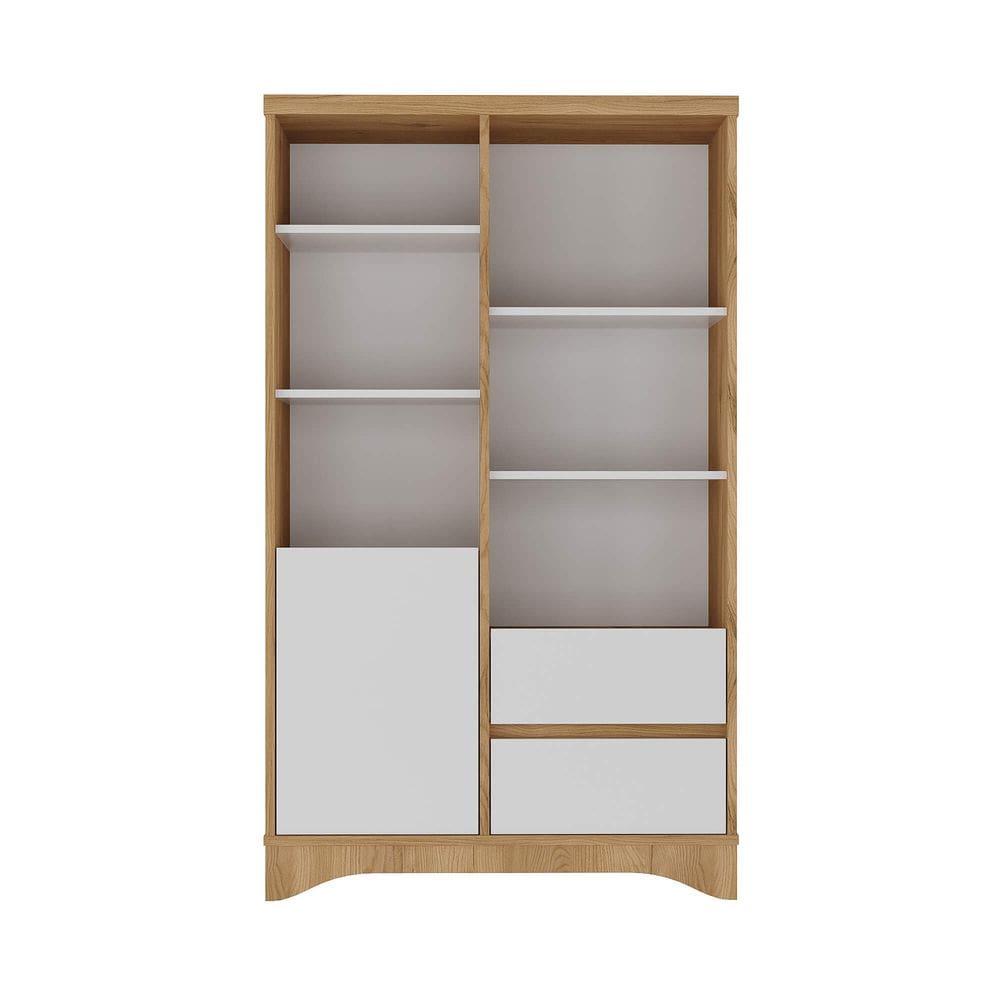 Estante Com 1 Porta e 2 Gavetas Artany Space Cor Olmo Com Branco