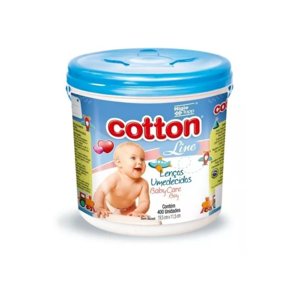 Lenços Umedecidos Baby Care Meninos Cotton Line 400 Unidades
