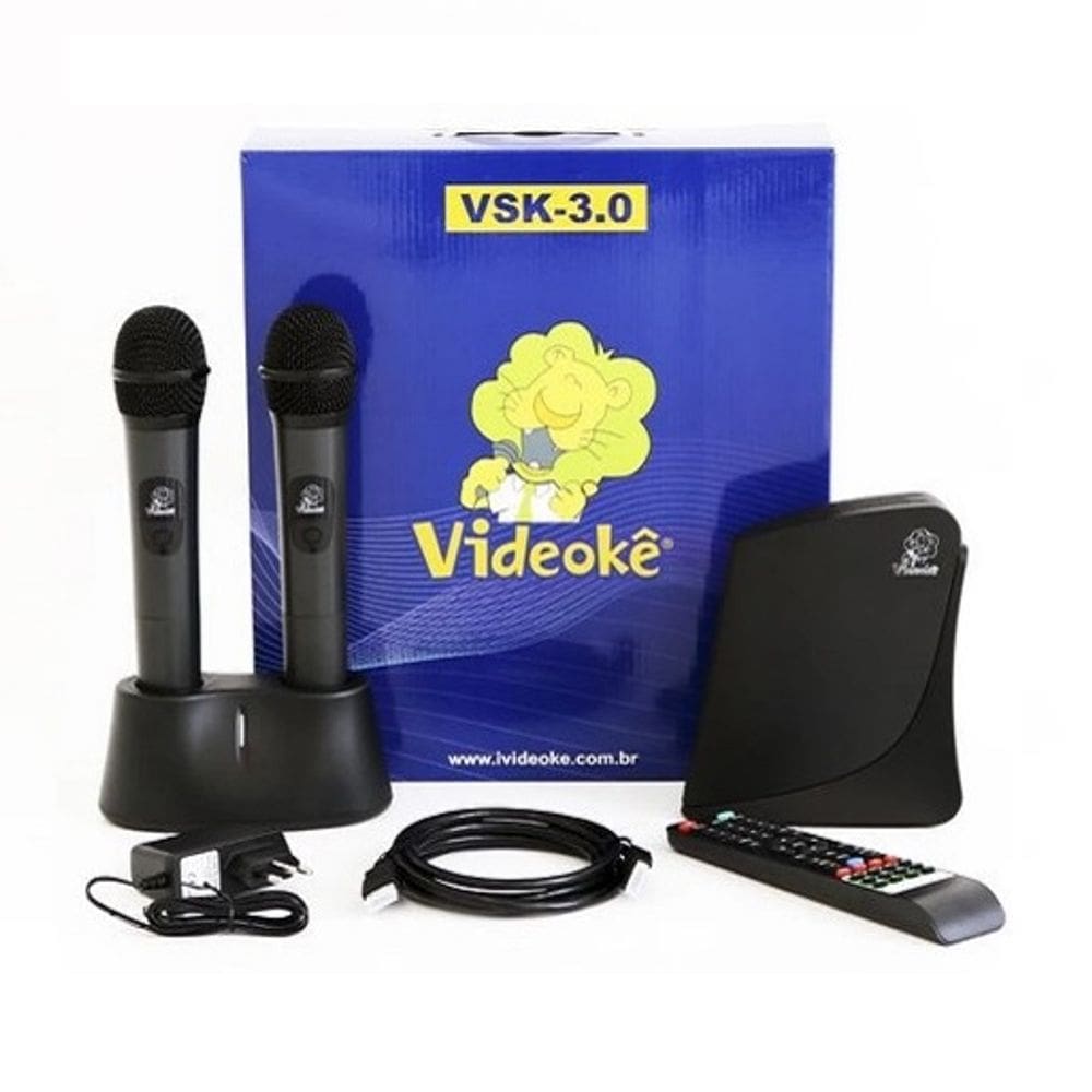 Karaokê Videokê Vsk 3.0 Com 11.999 Cancões + 2 Microfones Sem Fio - 11999