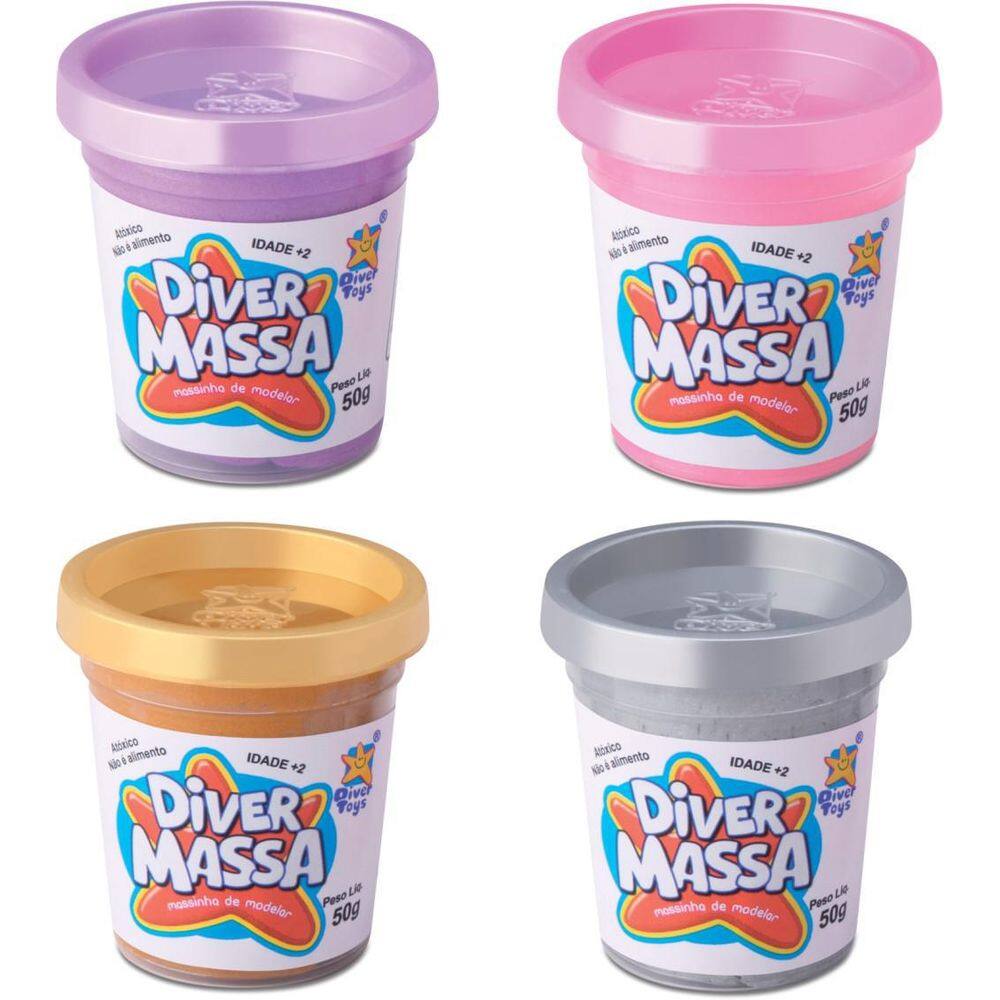 Kit 4 Potinhos De Massinhas Perolado Massa De Modelar