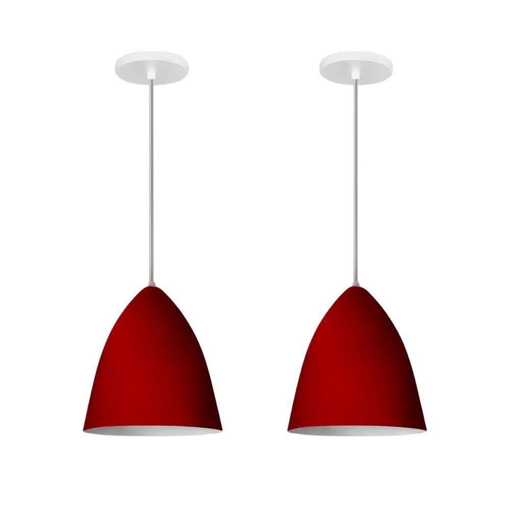 Kit 2 Lustres Pendentes Vegas Vermelho Com Branco