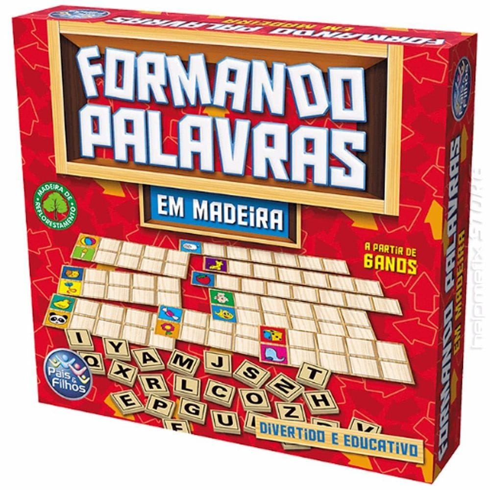 Brinquedo Pedagógico em Madeira Formando Palavras