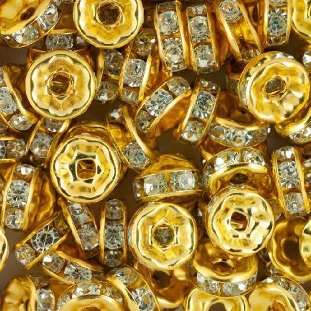 Rondela Rondelle de Strass 8mm Dourado - 500 unidades
