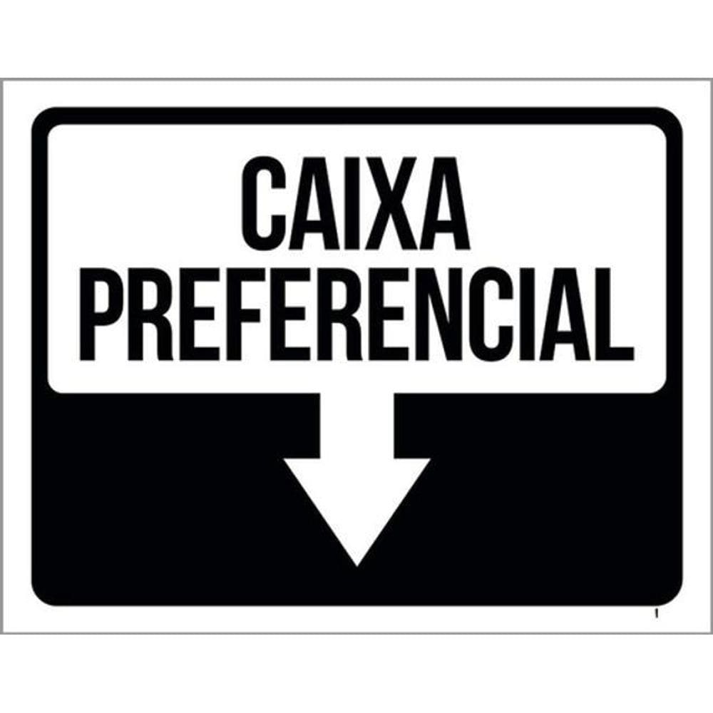 Kit 3 Placas Sinalização - Seta Caixa Preferêncial