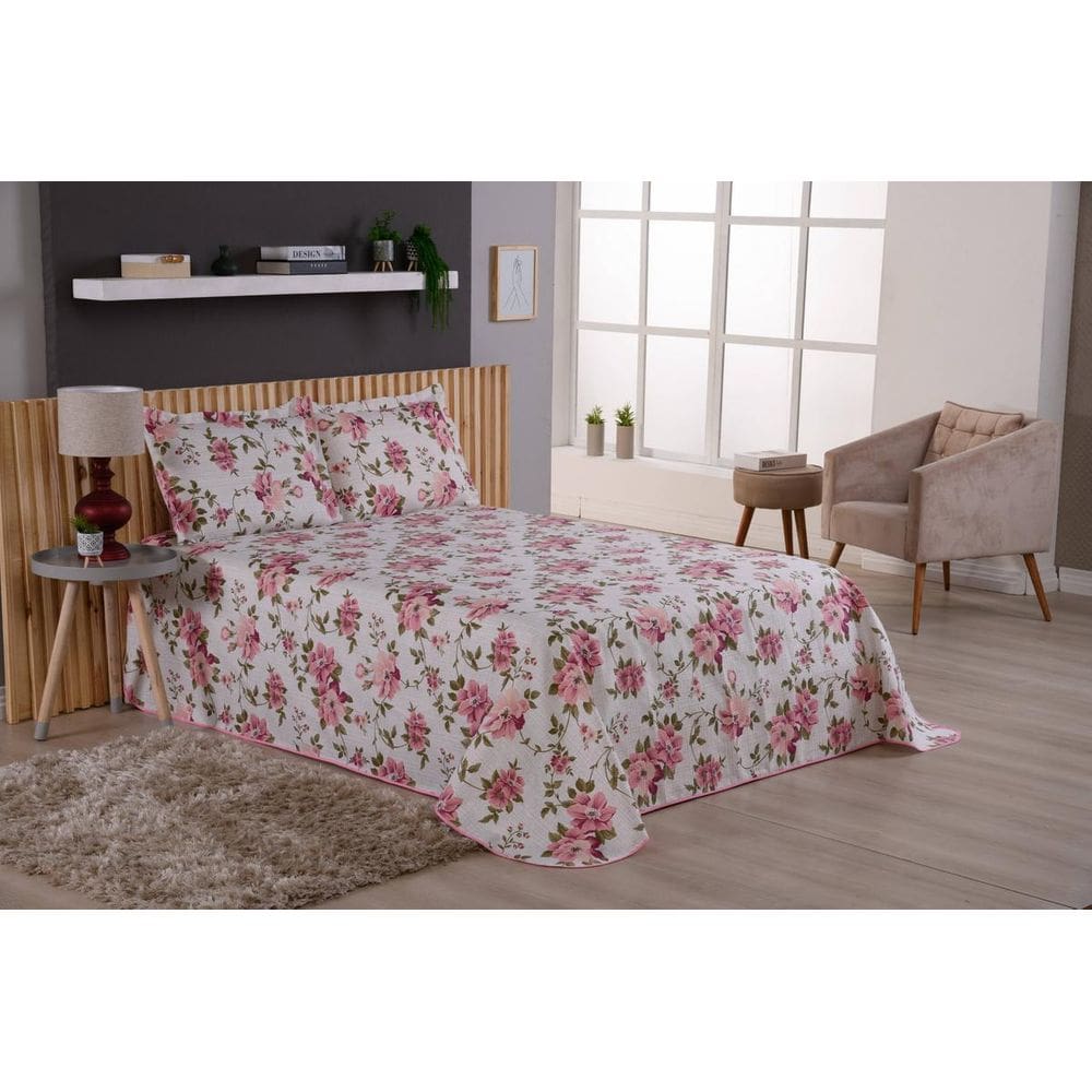 Cobre Leito Viena Casal King 3 Peças Estampado Mercedes