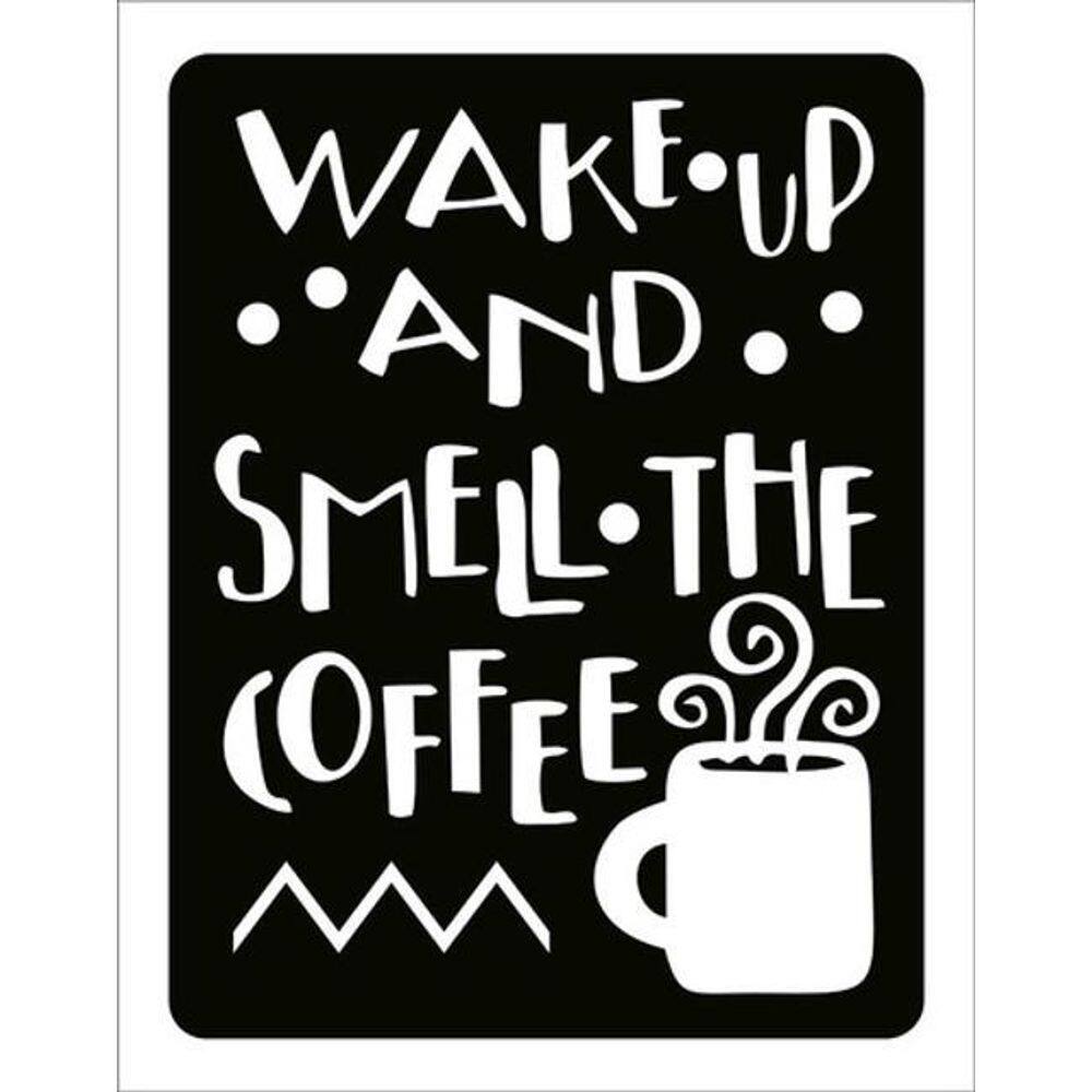Kit 5 Placa Decorativa Wake Up And Smell The Coffe Café36X46