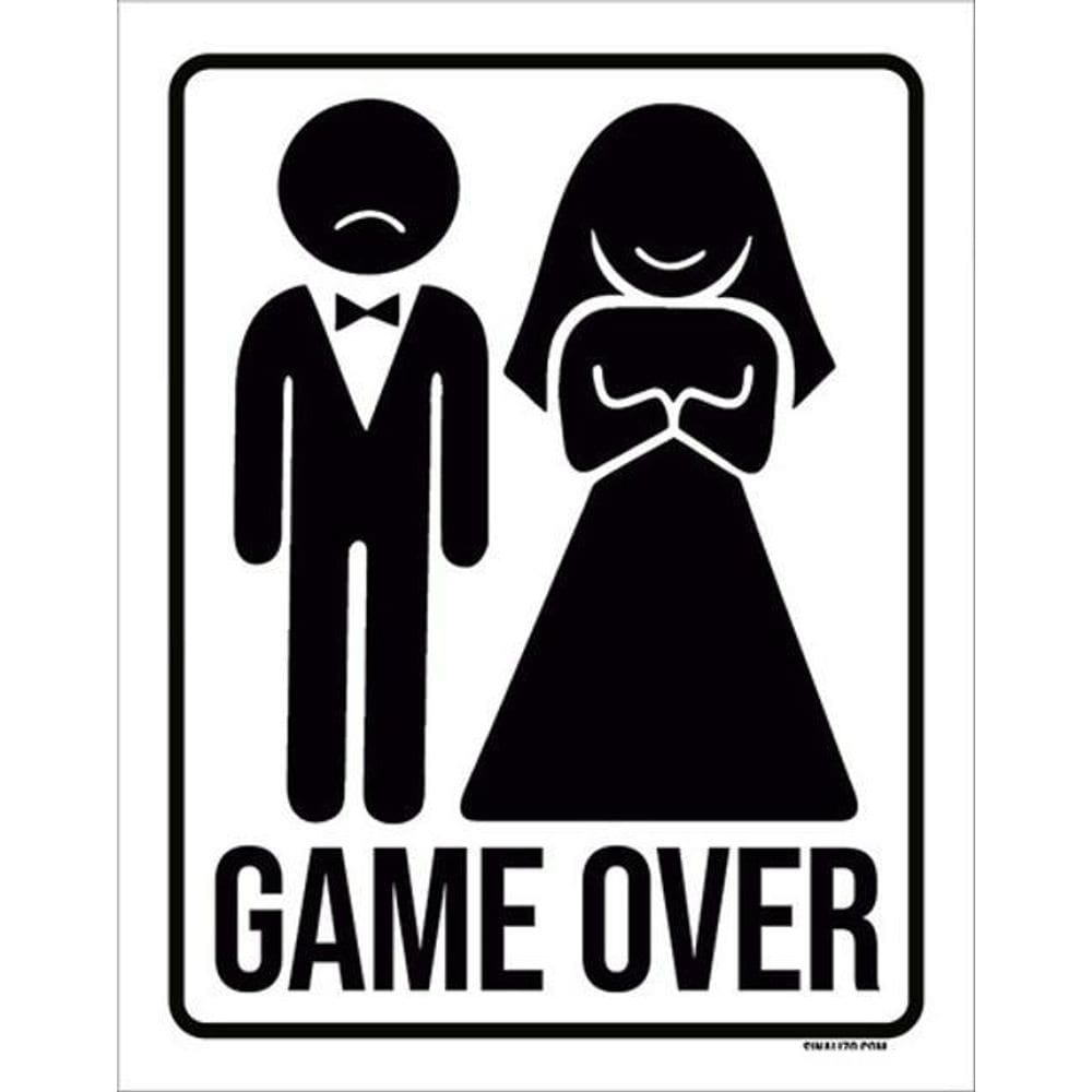 Kit 5 Placas Game Over Casamento 36X46