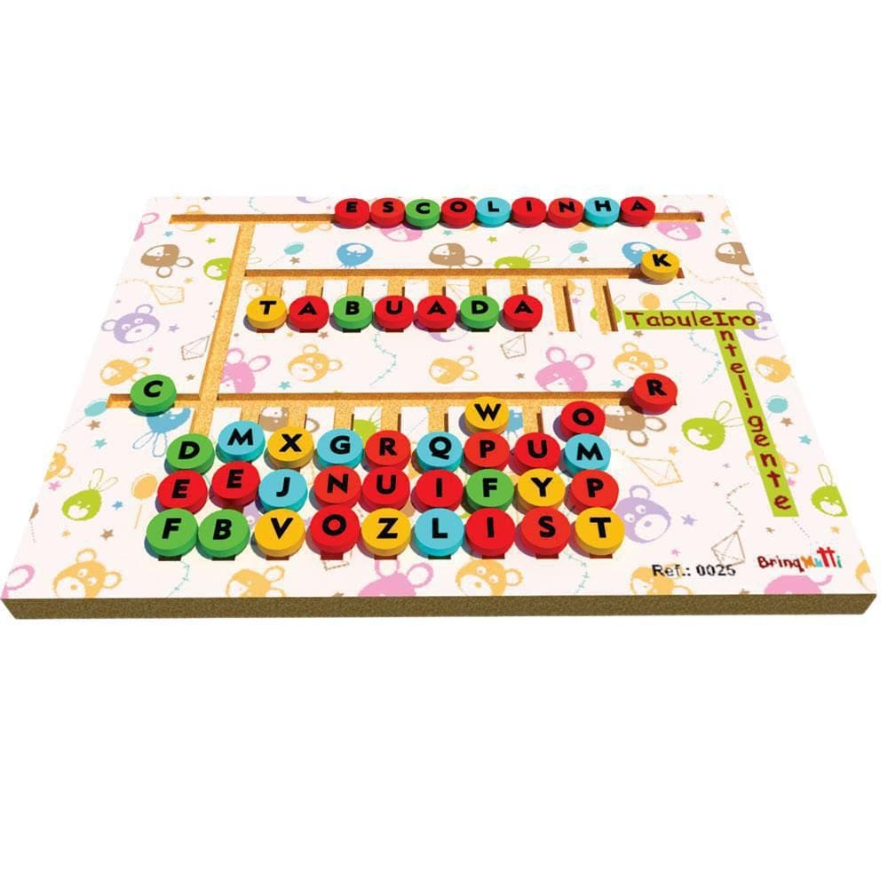 Tabuleiro Inteligente Brinqmutti em Madeira 33x26cm