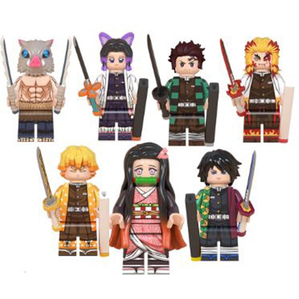 Kit 8 Bonecos Blocos De Montar Super Coleção Demon Slayer