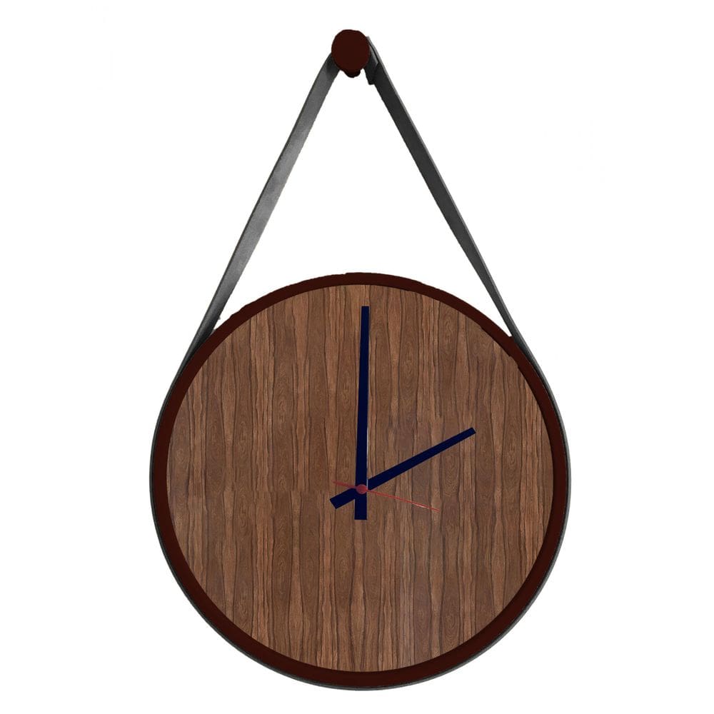 Relógio Adnet Corten Alça Preta/Pau Ferro 40Cm