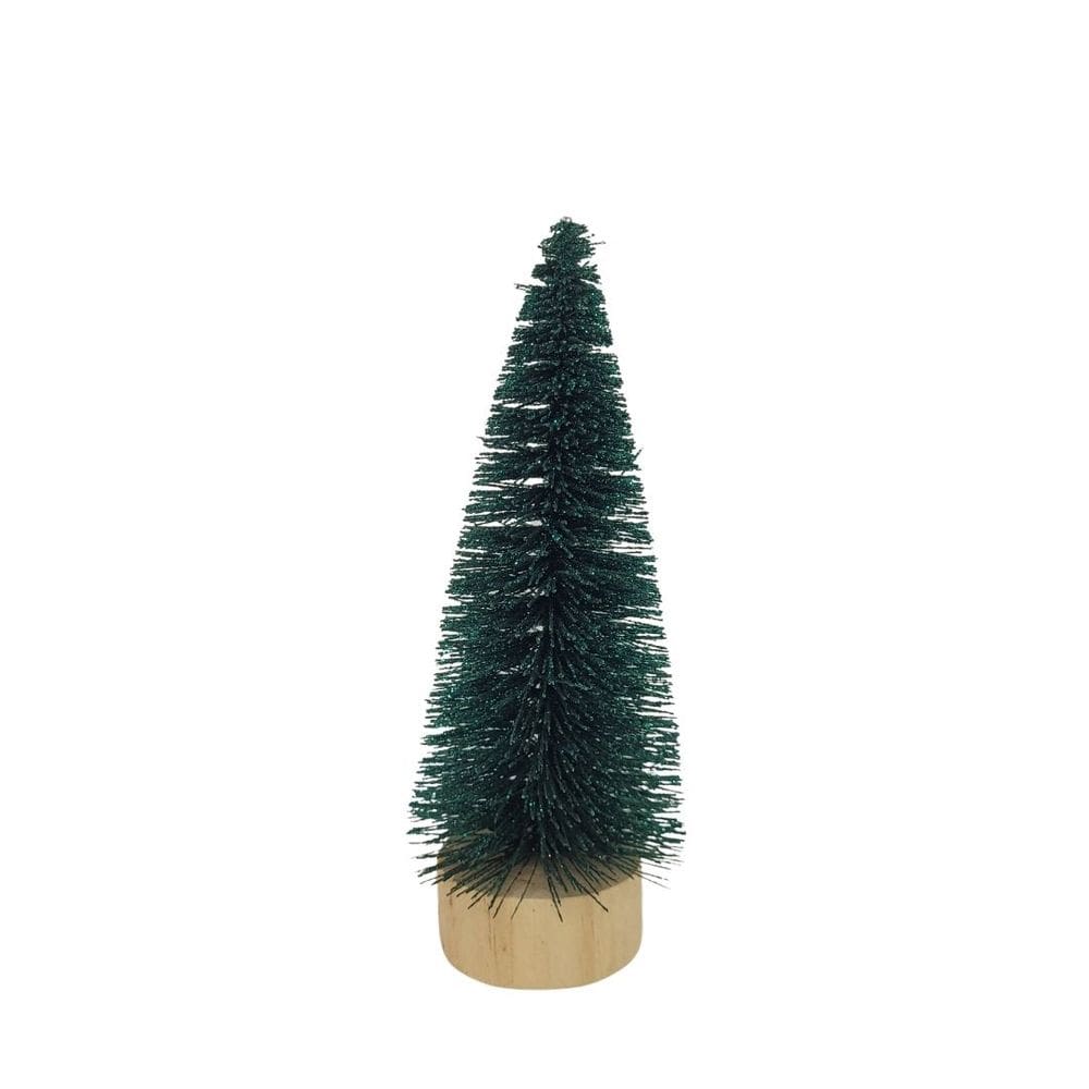 Mini Pinheiro Decorativo Verde Base Tronco Madeira 16cm - Art Christmas