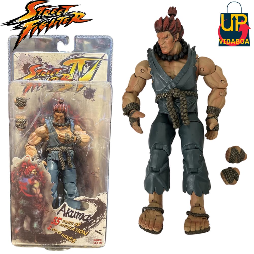 Boneco Street Fighter Akuma Azul premium de 18cm action figure