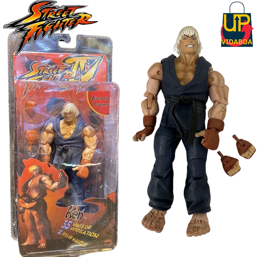 Boneco Street Fighter Ken Azul premium de 18cm action figure