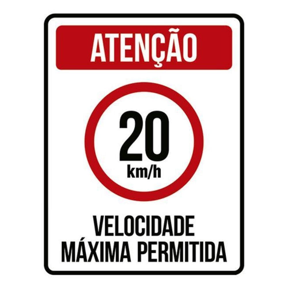 Kit 5 Placas Sinalização - Velocidade Máxima 20Km Máximo