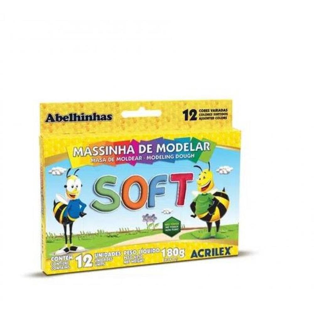 Massinha De Modelar Soft Abelhinhas 180Gr Com 12 Cores