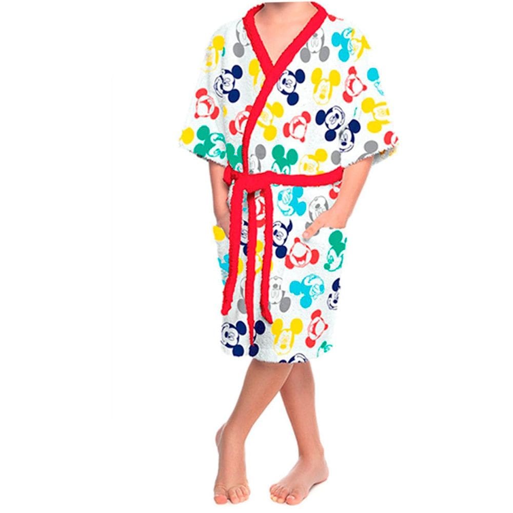 Roupão Felpudo Infantil Quimono Estampado Mickey Colorido M