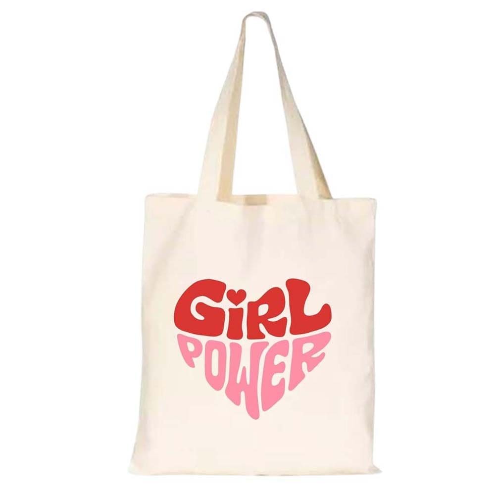 Bolsa Sacola Algodao Cru Feminina Alça de Ombro Fixa Moda Praia Frase Girl Power