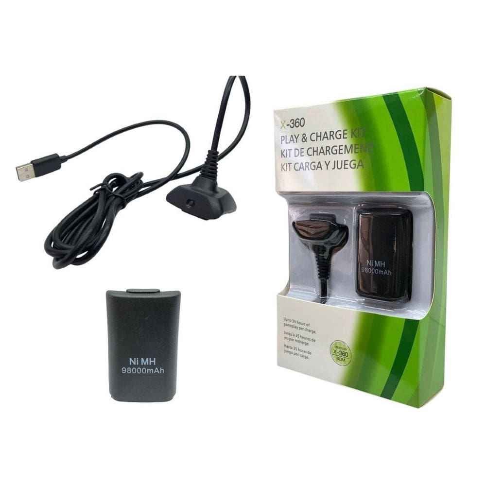 Kit Carregador E Bateria Pra Controle Xbox360