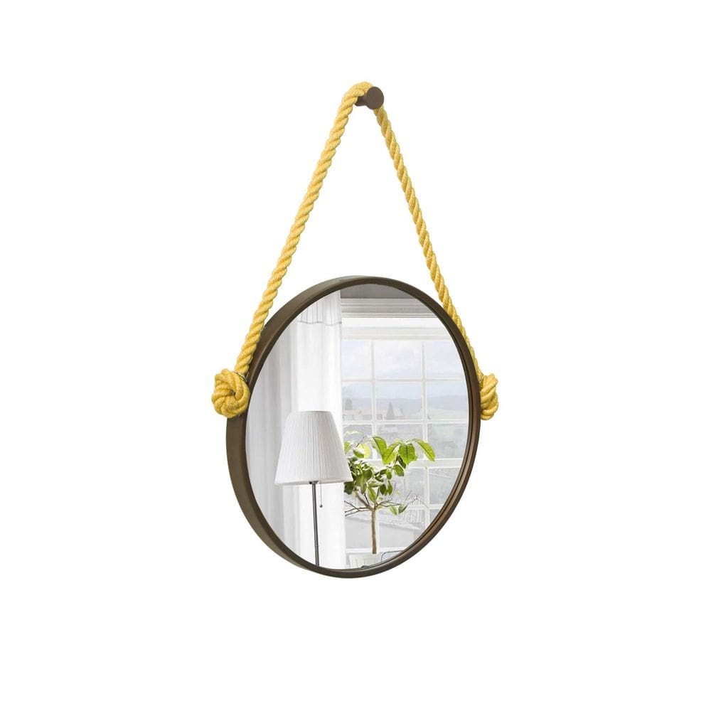 Espelho Decorativo Adnet Marrom Alça Sisal Yellow 60Cm