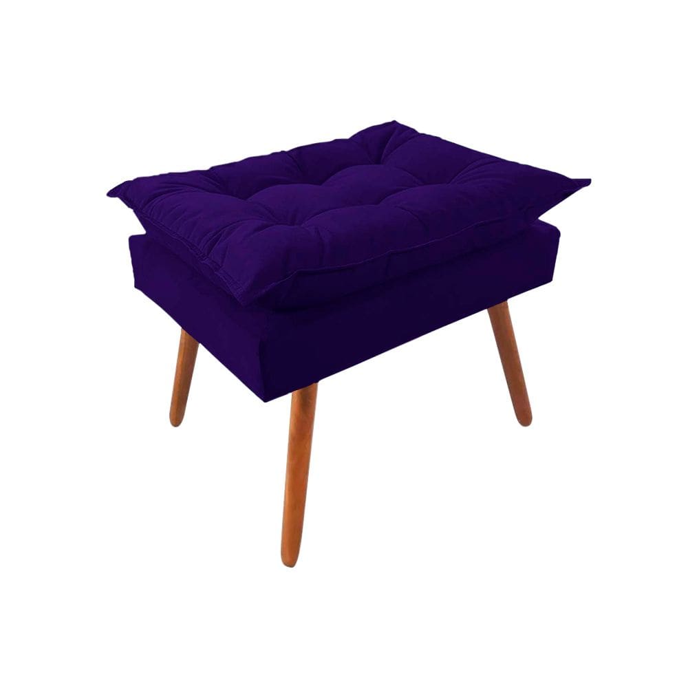 Puff Opala Premium Almofadada para Decoracao Sala de Estar Veludo Azul Marinho