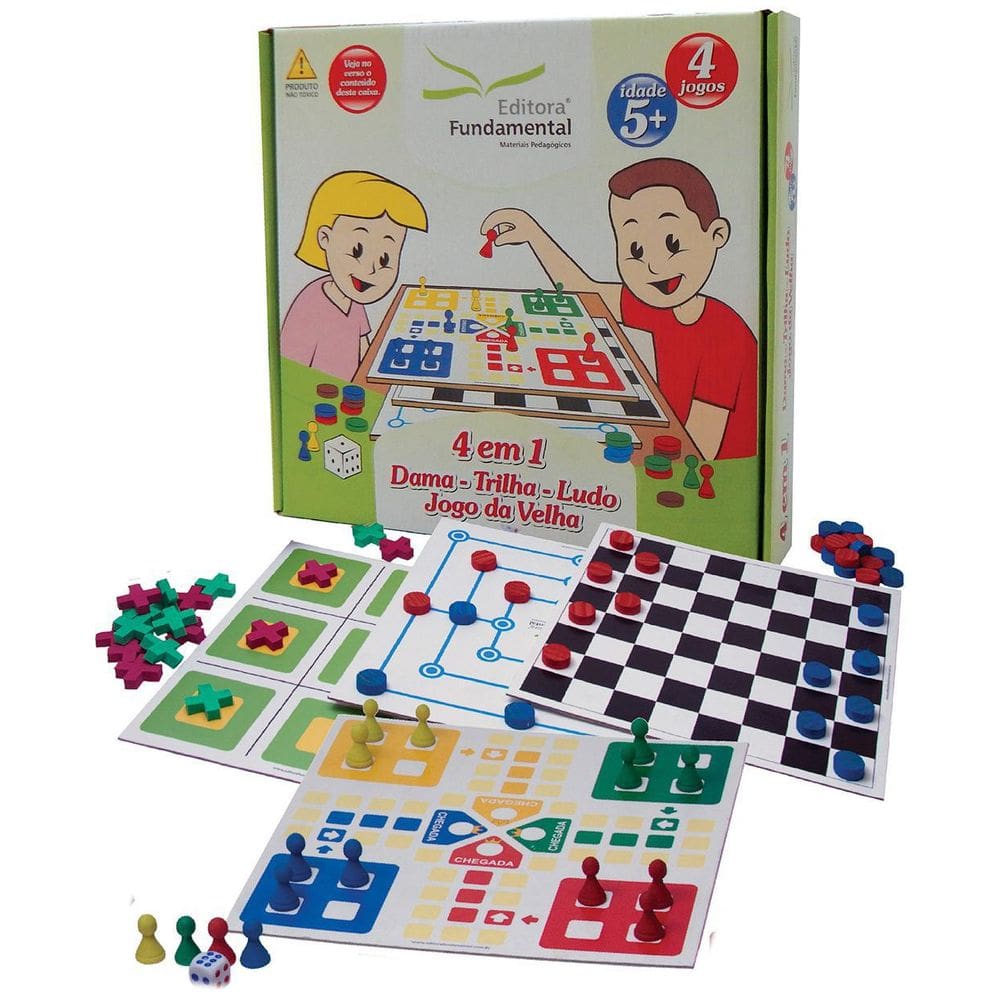 Jogos 4 Em 1 - Dama, Trilha, Ludo E Jogo Da Velha