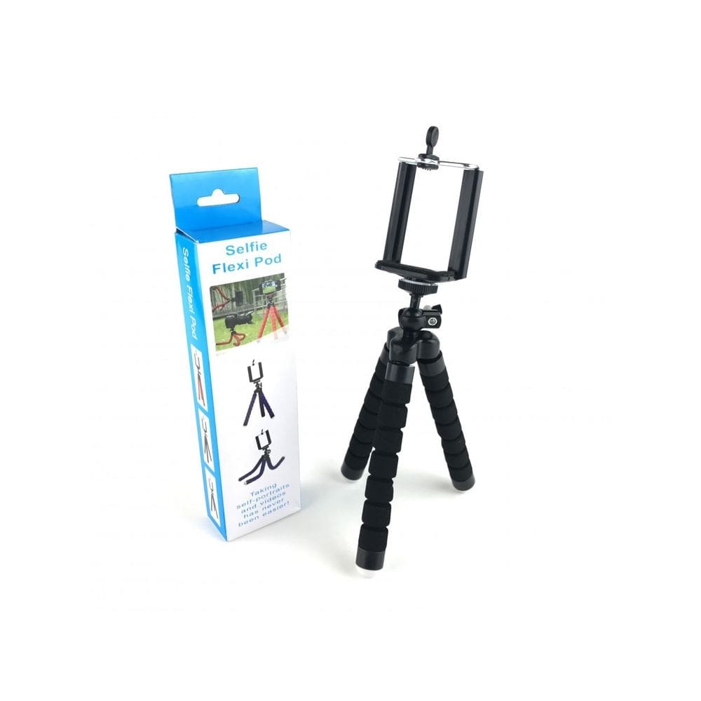 Tripe Selfie Flexi Pod Preto Para Câmera e Celular.