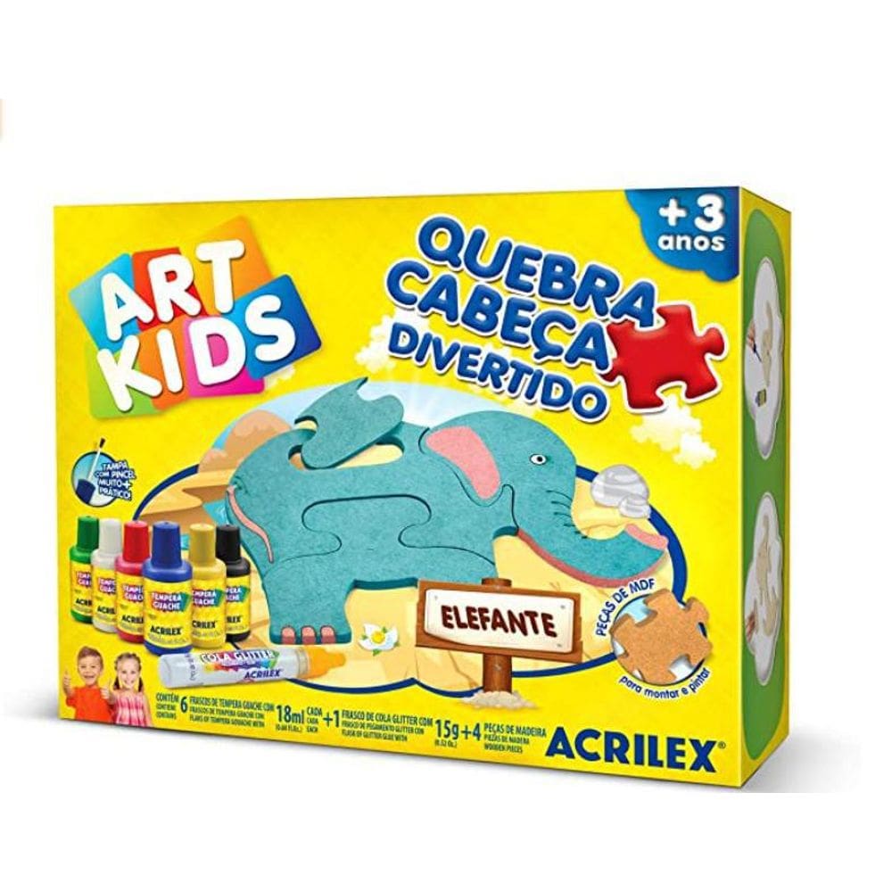 Kit Quebra Cabeça Divertido Elefante Acriloex