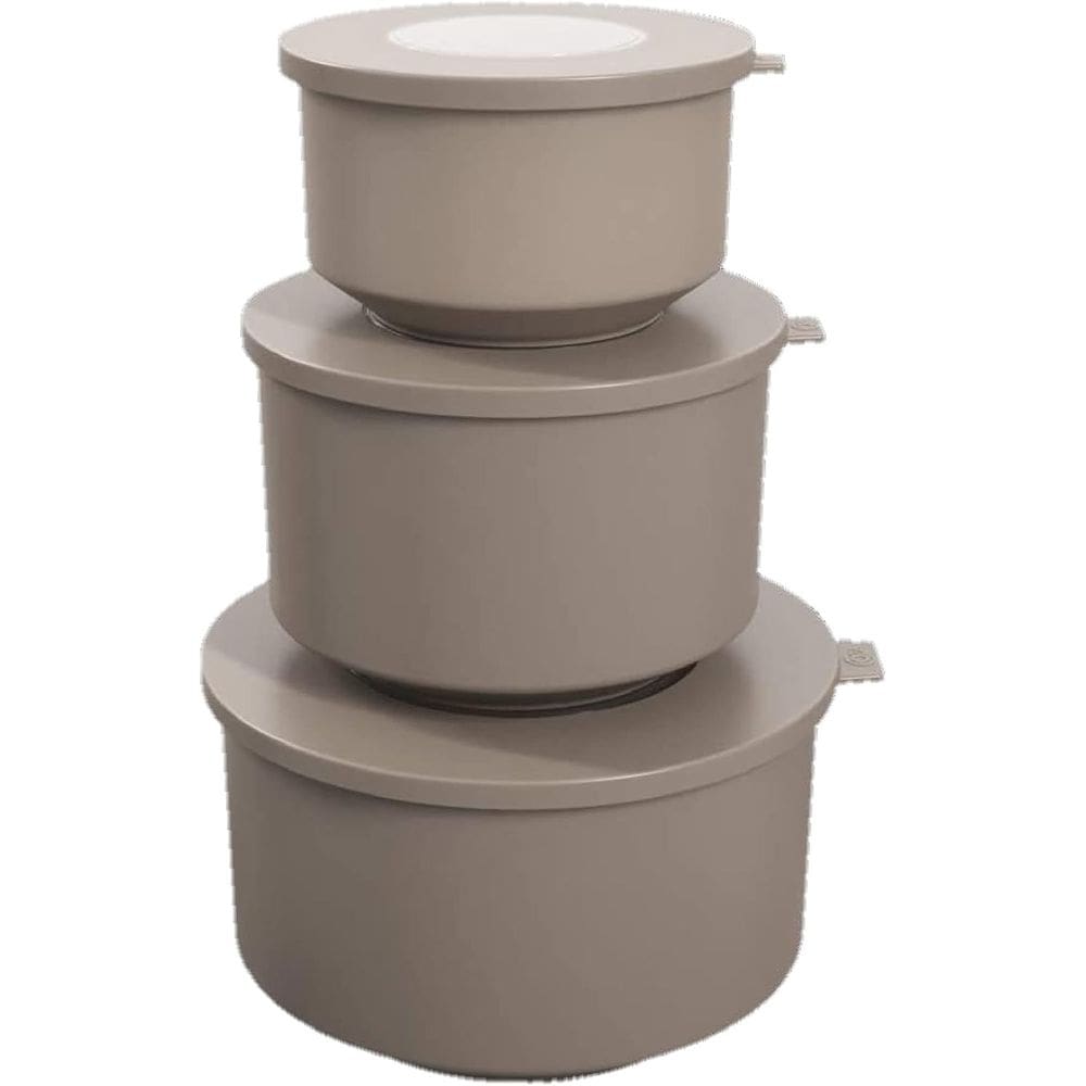 Conjunto De Potes Com Tampa Hoop 3 Peças Warm Gray Coza