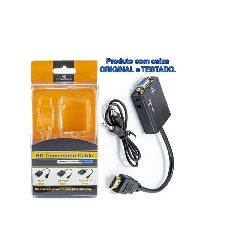 Adaptador Hdmi Vga Conversor Hdmi Para Vga Com Áudio