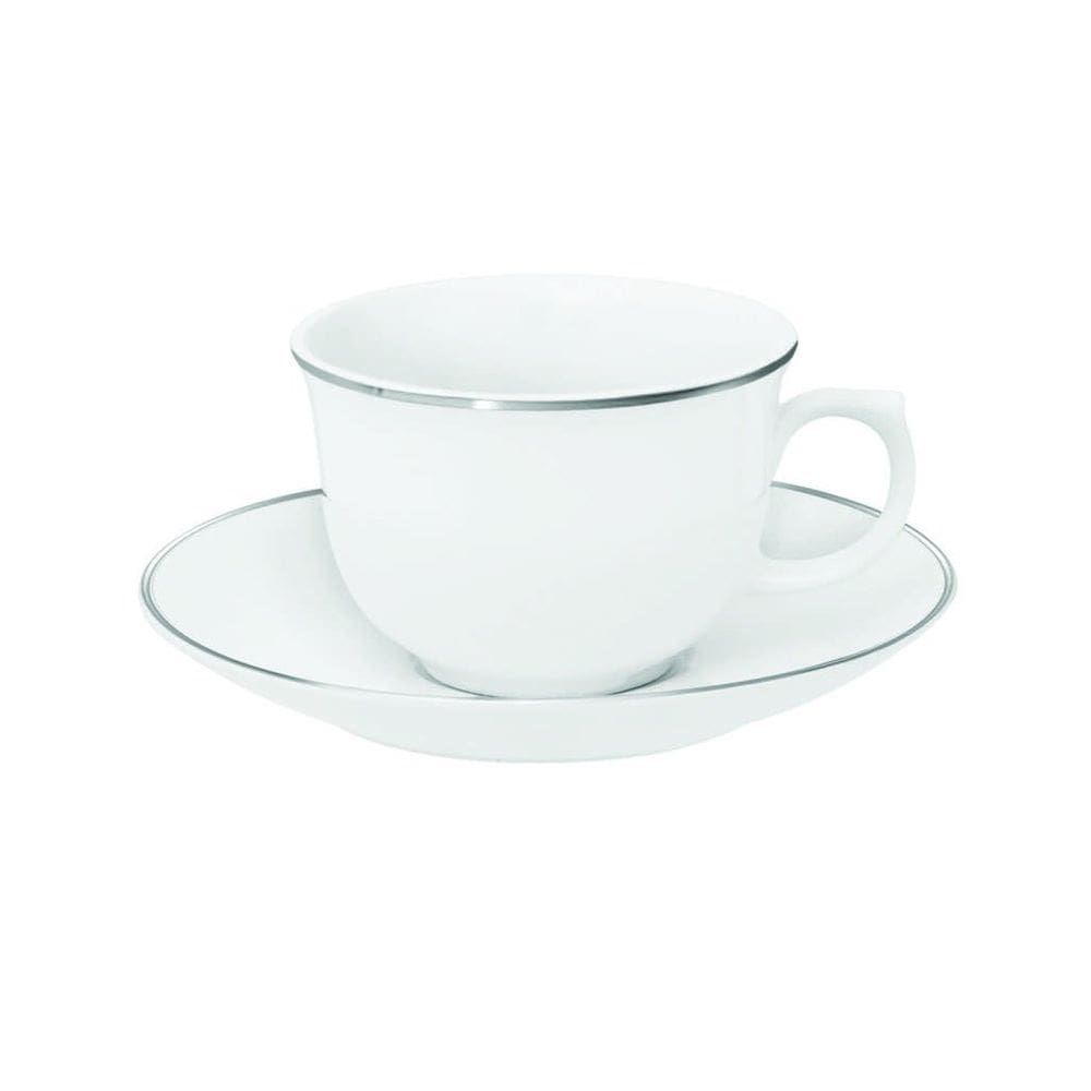 Conjunto De Xícaras Para Chá Com Pires Em Porcelana Flamingo Com 12 Peças 240ml Oxford Sofia