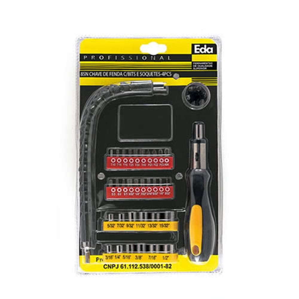 Jogo de chave catraca intercambiável com cabo flex 40 pontas