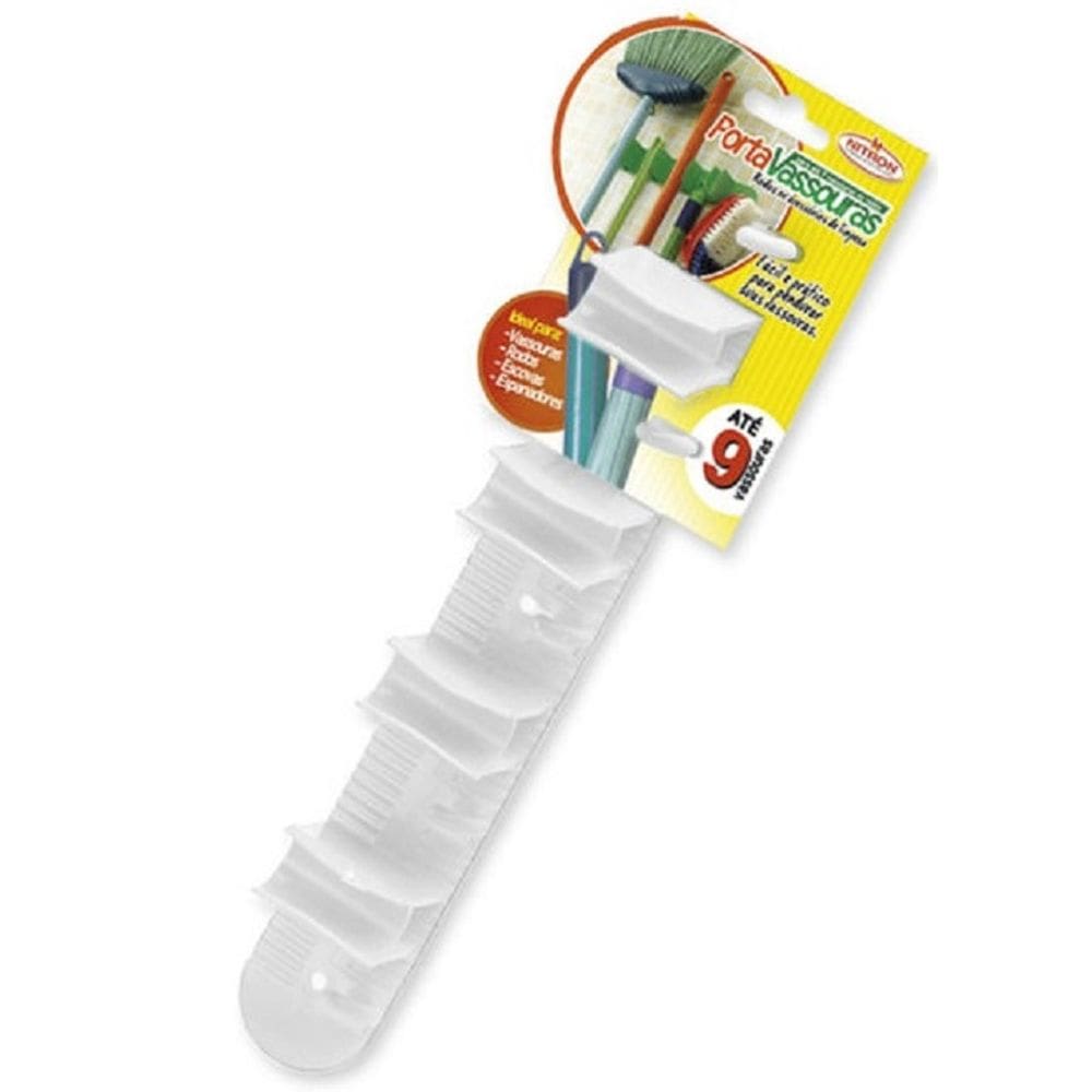 Porta Vassouras Com 4 Encaixes E 5 Ganchos