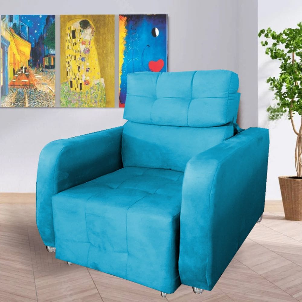 Poltrona Retratil e Reclinavel Safira Turquesa